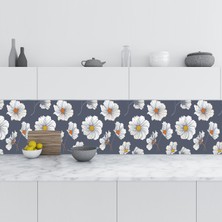 Sticker Art Mutfak Tezgah Arası Folyo Fayans Kaplama Folyosu Papatya Çizim 60 x 400 cm