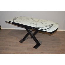 Sualar Home Ay Mutfak Masası Beyaz Mermer Açılır