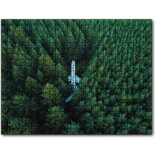 Cakapuzzle Kuşbakışı Ormanın Ortasındaki Uçak 120 Parça Puzzle Yapboz Mdf (Ahşap)