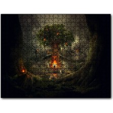 Cakapuzzle Korkunç Ağaç ve Yalnız Adam 120 Parça Puzzle Yapboz Mdf (Ahşap)