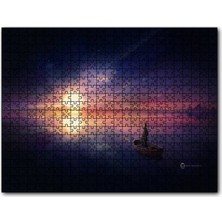 Cakapuzzle Okyanusta Günbatımı Sandal ve Çocuk 120 Parça Puzzle Yapboz Mdf (Ahşap)