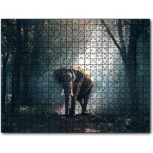 Cakapuzzle Orman Güneş Işınları ve Fil 120 Parça Puzzle Yapboz Mdf (Ahşap)