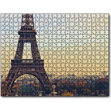 Cakapuzzle Sonbahar Günbatımı Eyfel Kulesi ve Şehir Manzarası 120 Parça Puzzle Yapboz Mdf (Ahşap)