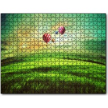 Cakapuzzle Yeşil Çayırlar ve Sıcak Hava Balonları 120 Parça Puzzle Yapboz Mdf (Ahşap)