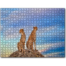 Cakapuzzle Kayalığın Üzerindeki Çita Çifti 120 Parça Puzzle Yapboz Mdf (Ahşap)