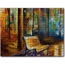 Cakapuzzle Ağaçlar Altındaki Boş Bank Yağlıboya 120 Parça Puzzle Yapboz Mdf (Ahşap)