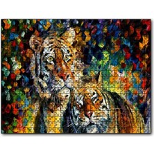 Cakapuzzle Kaplan Çift Yağlıboya 120 Parça Puzzle Yapboz Mdf (Ahşap)