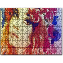 Cakapuzzle Kadın Suluboya Çizim Görsel 120 Parça Puzzle Yapboz Mdf (Ahşap)