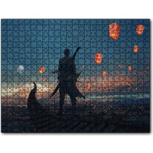 Cakapuzzle Kayıktaki Savaşçı ve Uçan Fenerler 120 Parça Puzzle Yapboz Mdf (Ahşap)