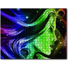 Cakapuzzle Renkli Dijital Sanat Kadın Portre 120 Parça Puzzle Yapboz Mdf (Ahşap)