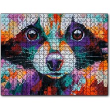 Cakapuzzle Soyut Boyalı Rakun Görseli 120 Parça Puzzle Yapboz Mdf (Ahşap)