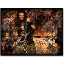 Cakapuzzle Dimebag Darrell Gitarı ve Arkaplanda Dev Saat 500 Parça Puzzle Yapboz Mdf (Ahşap)