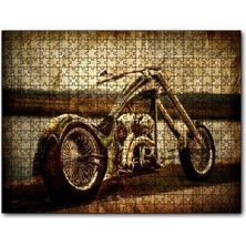 Cakapuzzle Eski Görünüm Chopper Motorsiklet 120 Parça Puzzle Yapboz Mdf (Ahşap)