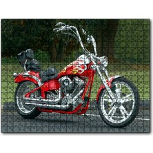 Cakapuzzle Kırmızı Alevli Chopper Motorsiklet 120 Parça Puzzle Yapboz Mdf (Ahşap)
