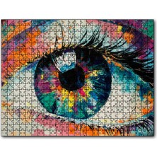 Cakapuzzle Modern Sanat Renli Boyama Kadın Gözü 120 Parça Puzzle Yapboz Mdf (Ahşap)