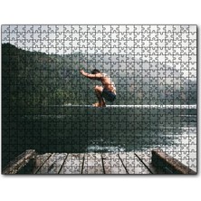 Cakapuzzle Göl Orman Iskele ve Atlayış Yapan Adam 120 Parça Puzzle Yapboz Mdf (Ahşap)