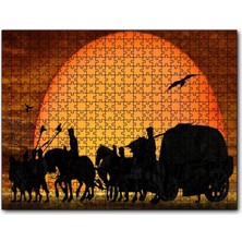 Cakapuzzle Günbatımında Kervan Silüeti ve Akbabalar 120 Parça Puzzle Yapboz Mdf (Ahşap)