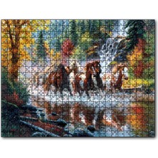 Cakapuzzle Ormanda Akarsu Şelale ve Yaban Atları 120 Parça Puzzle Yapboz Mdf (Ahşap)