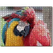 Cakapuzzle Iki Amerika Papağanı Sarılmaca Görseli 120 Parça Puzzle Yapboz Mdf (Ahşap)