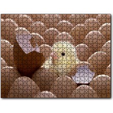 Cakapuzzle Yumurtalar ve Kırık Yumurta Ile Sarı Civciv 120 Parça Puzzle Yapboz Mdf (Ahşap)