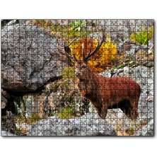 Cakapuzzle Kayalıklar ve Boynuzlu Kahverengi Geyik 120 Parça Puzzle Yapboz Mdf (Ahşap)