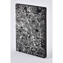 Nuuna Gri Noktalı Deri Defter Nightflight Over Paris Silver A5 Premium Kağıt 176 Sayfa