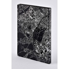 Nuuna Gri Noktalı Deri Defter Nightflight Over Paris Silver A5 Premium Kağıt 176 Sayfa