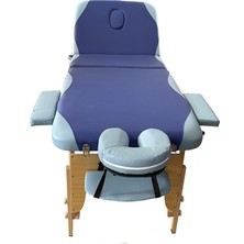 Maxi Katlanabilir 3 Parçalı Ahşap Masaj Masası,çanta Tipi Masaj ve Tedavi Yatağı Lacivert-Mavi