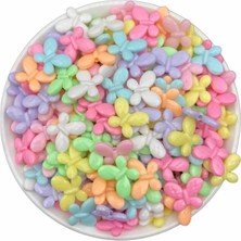 Hedef Bijuteri 25GR Pastel Renkli Plastik 13MM Kelebek Model Boncuk , Takı Yapım Boncuğu (25 Gr, ~65 Adet)
