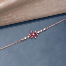 Ravza Gümüş 925 Ayar Gümüş Yakut Taşlı Nergis Bileklik