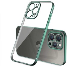 Case 4U Apple iPhone 13 Pro Kılıf Renkli Kenar Elektroplatin Kaplama Darbeye Dayanıklı Şeffaf Yüzey Gbox Kapak  Koyu Yeşil