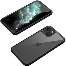 Case 4U Apple iPhone 13 Mini Kılıf Darbe Koruyucu Sert Kenar 9H Temperli Cam Yüzey Ön Arka Dor Kapak Siyah