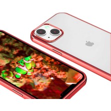 Case 4U Apple iPhone 13 Kılıf Darbeye Dayanıklı Renkli Kenar Şeffaf Yüzey Sert Silikon Pixel Kapak Kırmızı
