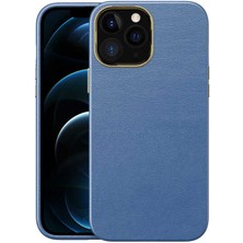 Case 4U Apple iPhone 13 Pro Kılıf Deri Görünümlü Kaymayan Yüzey Lüks Natura Kapak Lacivert