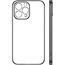 Case 4U Apple iPhone 13 Kılıf Renkli Kenar Elektroplatin Kaplama Darbeye Dayanıklı Şeffaf Yüzey Gbox Kapak Siyah