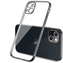 Case 4U Apple iPhone 13 Mini Kılıf Renkli Kenar Elektroplatin Kaplama Darbeye Dayanıklı Şeffaf Yüzey Gbox Kapak  Siyah