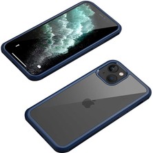 Case 4U Apple iPhone 13 Mini Kılıf Darbe Koruyucu Sert Kenar 9H Temperli Cam Yüzey Ön Arka Dor Kapak Lacivert