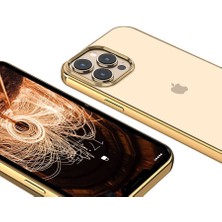 noktaks - Apple iPhone 13 Pro - Kılıf Arkası Şeffaf Kenarları Renkli Pixel Kapak - Gold