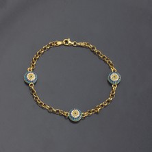 Ravza Gümüş 925 Ayar Gümüş Doc Zincirli Nazar Bileklik