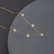 Ravza Gümüş 925 Ayar Gümüş Beşli Nazar Kolye