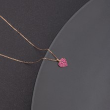 Ravza Gümüş 925 Ayar Gümüş Pembe Taşlı Kalp Kolye