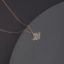 Ravza Gümüş 925 Ayar Gümüş Mix Taşlı Gezegen Kolye