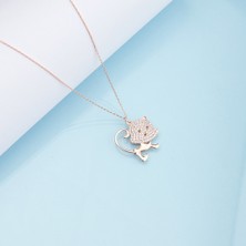 Ravza Gümüş 925 Ayar Gümüş Zirkon Taşlı Kedi Kolye