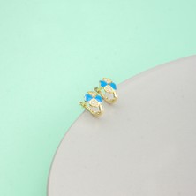 Ravza Gümüş 925 Ayar Gümüş Mineli Yonca Çocuk Küpesi