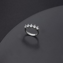 Ravza Gümüş 925 Ayar Gümüş Beş Taş Yüzük