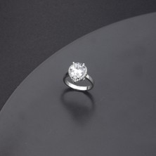 Ravza Gümüş 925 Ayar Gümüş Pırlanta Model Damla Yüzük