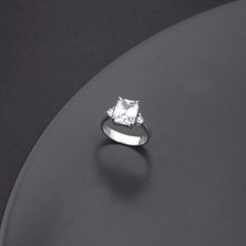 Ravza Gümüş 925 Ayar Gümüş Baget Taşlı Yüzük