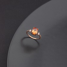 Ravza Gümüş 925 Ayar Gümüş Topaz Taşlı Nokta Kollu Yüzük