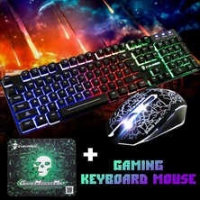 Flameer T6 Gökkuşağı LED USB Kablolu Oyun Klavye ve Mouse Pad Pc Laptop Siyah Için Set (Yurt Dışından)