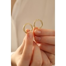 Milet Kuyumculuk 14 Ayar Altın Desenli Halka Küpe